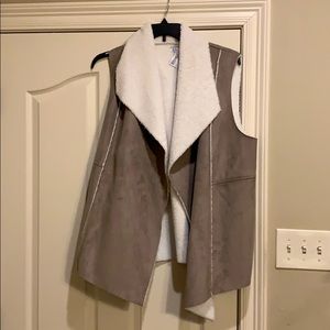 Shearling and suede vest